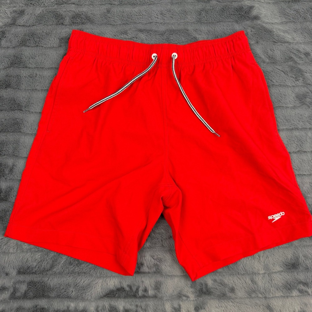 Speedo Mens Red Swim Trunks Elastic Waist Mesh Lined Shorts 8A100495004 Size S